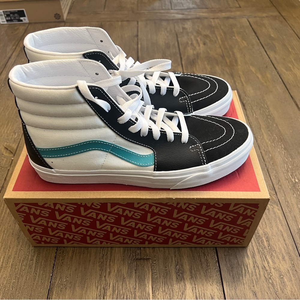 Vans Sk8-Hi Top Classic Sports Sneakers White Black Teal